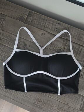 Victorias Secret PINK Active USA Black Bralette with White Trim